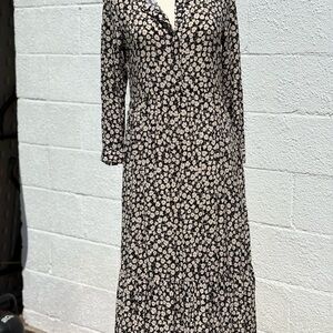 Ditsy Floral Black and White Dress